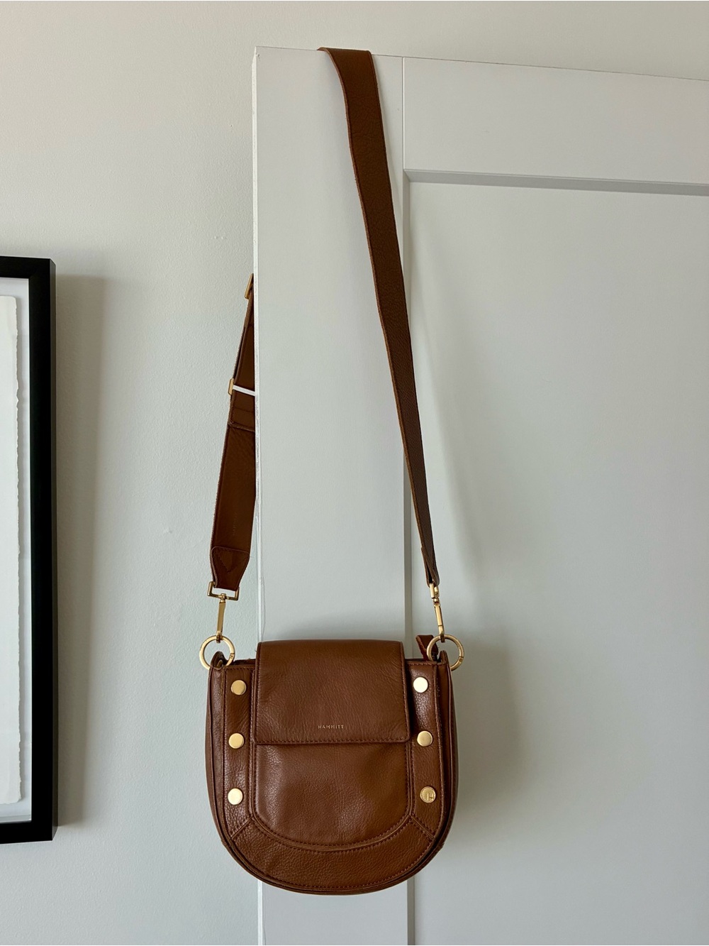 HAMMITT Medium Kayce Crossbody Saddle Bag Brown Leather “Good Used Condition”